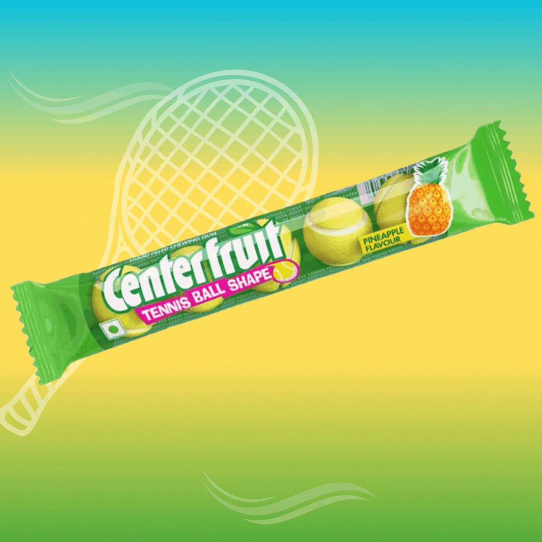 Center Fruit Tennis Ball Pineapple Flavour | PACK OF 5 | Chewing Gum
