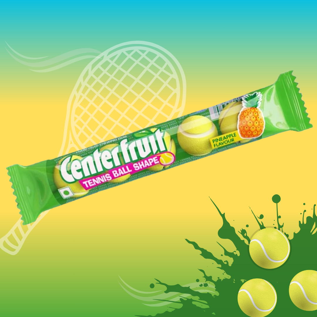 Center Fruit Tennis Ball Pineapple Flavour | PACK OF 5 | Chewing Gum